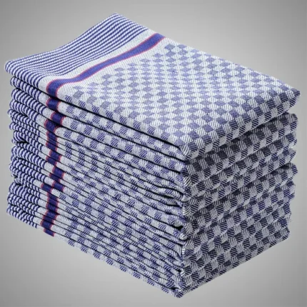Blue Check 100% Cotton Kitchen Dish Cloths